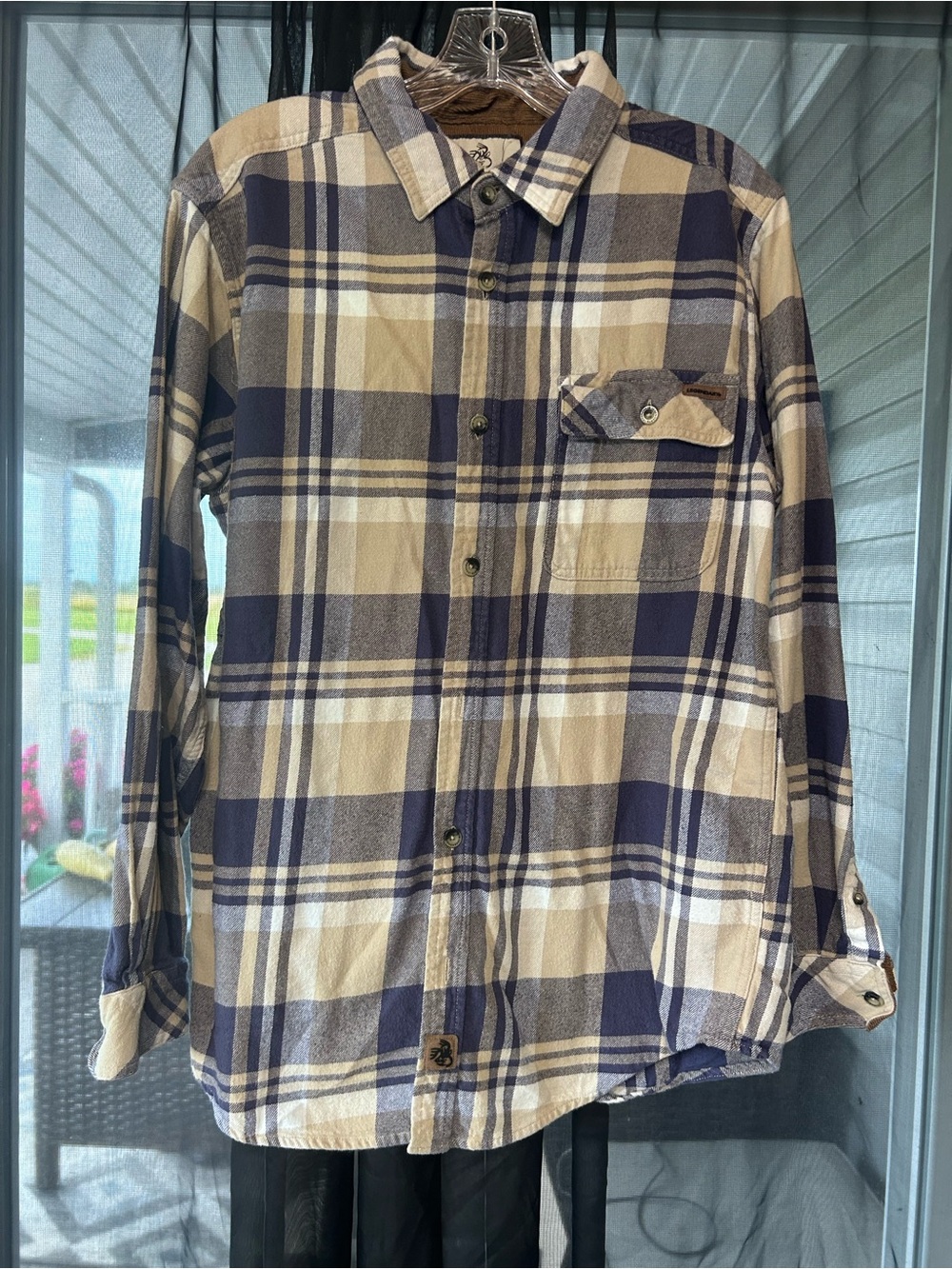 Legendary Whitetails Navy and Tan Plaid Button-Down Shirt
